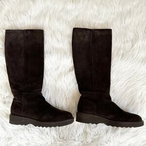 Aquatalia Knee High Suede Boots Waterproof Flat Brown Riding Winter Boots